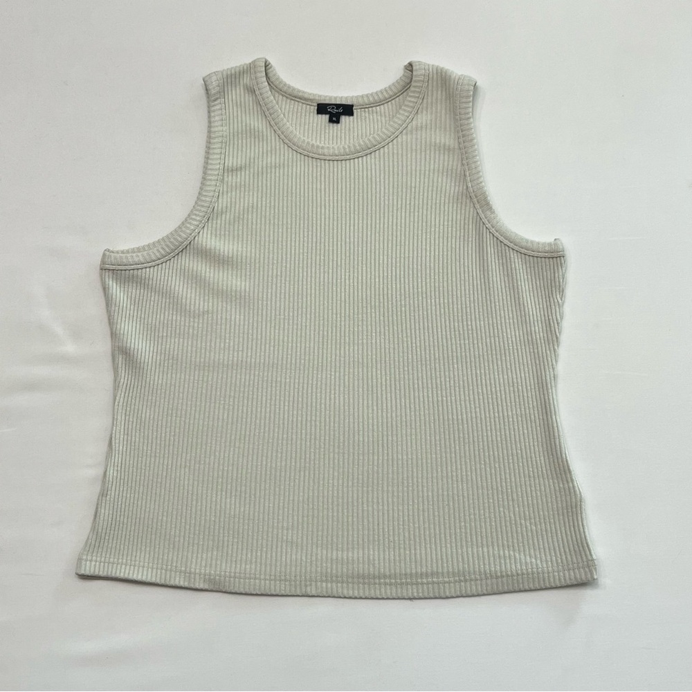 Rails Racer Ribbed Tank Top High Neck Neutral Minimalist Chic Knit Womens XL